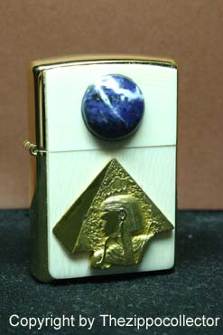 Hand made Zippo from Ivory, gold and precious stone c